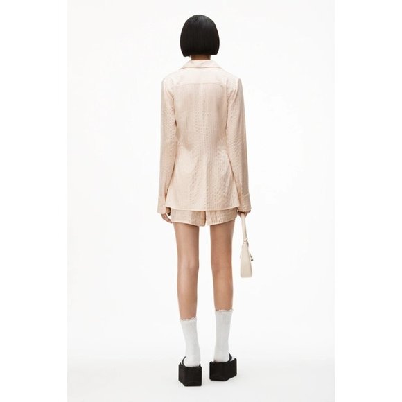 SOLD OUT ALEXANDER WANG Crystal Hotfix Shirt in Bone 0 New Womens Button Down - Picture 14 of 16